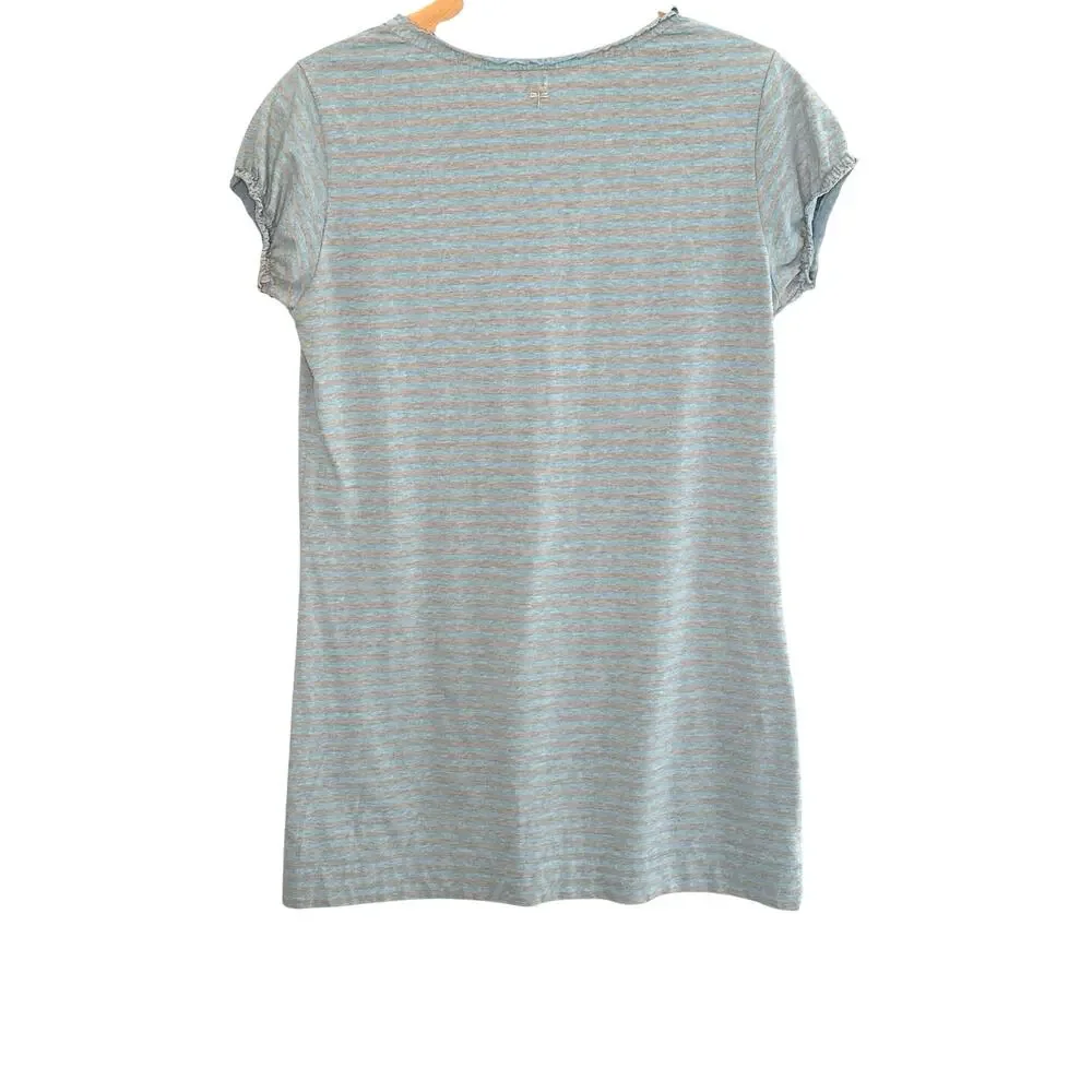 Tyler Boe jersey knit stripe blue gray dress cotton size large